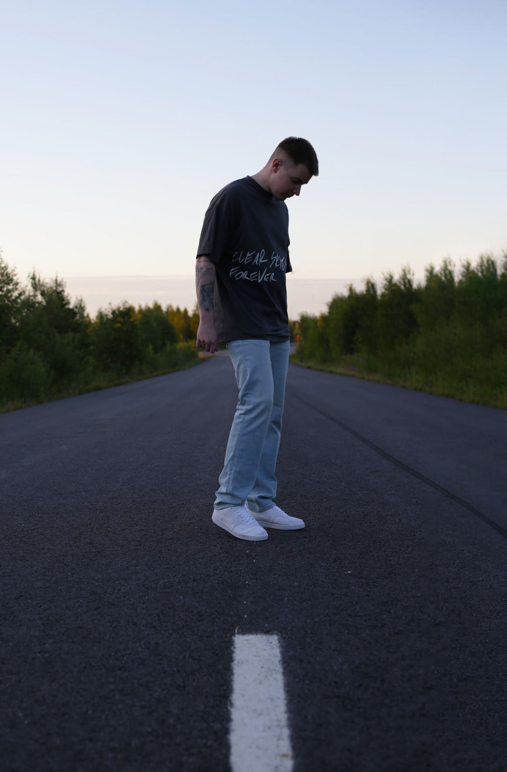 CLOUDS Oversized Tee (Vintage Black)